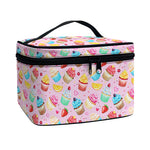 Watercolor Cupcake Pattern Print Travel Makeup Bag