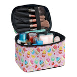 Watercolor Cupcake Pattern Print Travel Makeup Bag