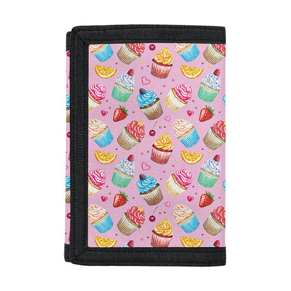 Watercolor Cupcake Pattern Print Trifold Wallet