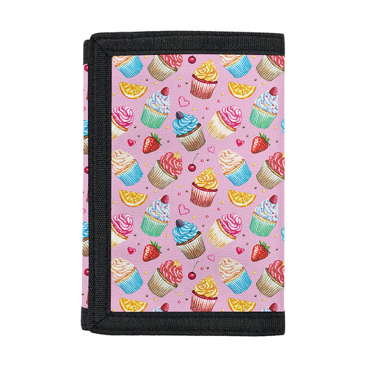 Watercolor Cupcake Pattern Print Trifold Wallet