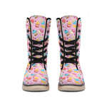 Watercolor Cupcake Pattern Print Winter Boots