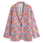 Watercolor Cupcake Pattern Print Women's Blazer