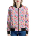 Watercolor Cupcake Pattern Print Women's Bomber Jacket