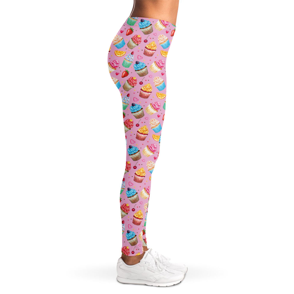 Watercolor Cupcake Pattern Print Women's Leggings