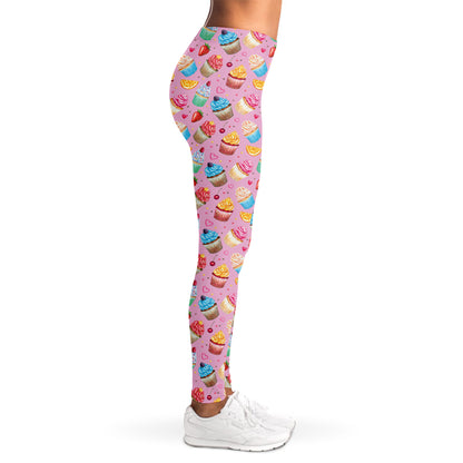 Watercolor Cupcake Pattern Print Women's Leggings