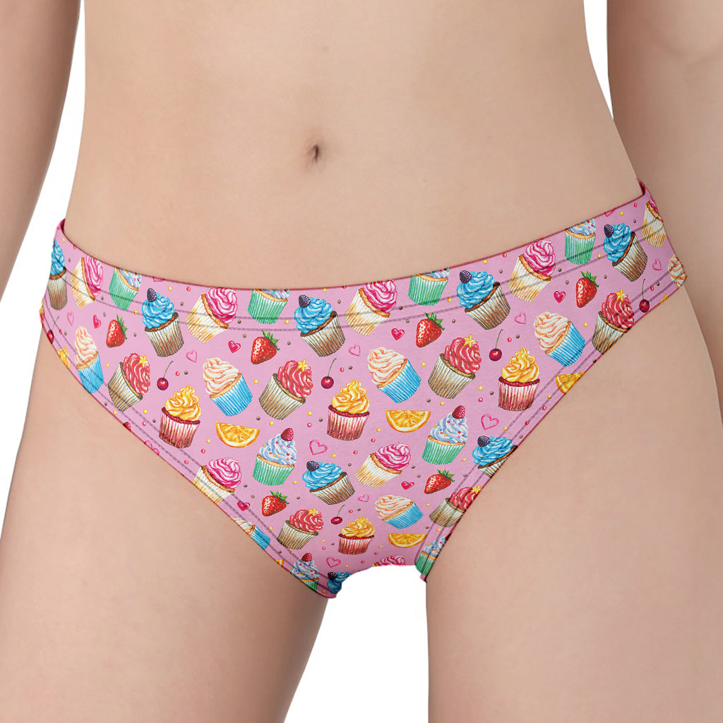 Watercolor Cupcake Pattern Print Women's Panties