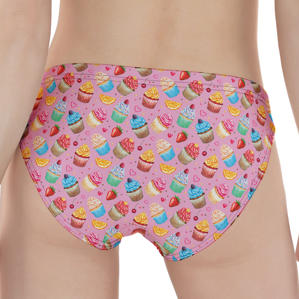 Watercolor Cupcake Pattern Print Women's Panties