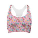 Watercolor Cupcake Pattern Print Women's Sports Bra