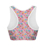 Watercolor Cupcake Pattern Print Women's Sports Bra