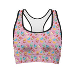 Watercolor Cupcake Pattern Print Women's Sports Bra