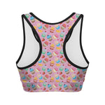 Watercolor Cupcake Pattern Print Women's Sports Bra