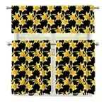 Watercolor Daffodil Flower Pattern Print 3 Piece Kitchen Curtains
