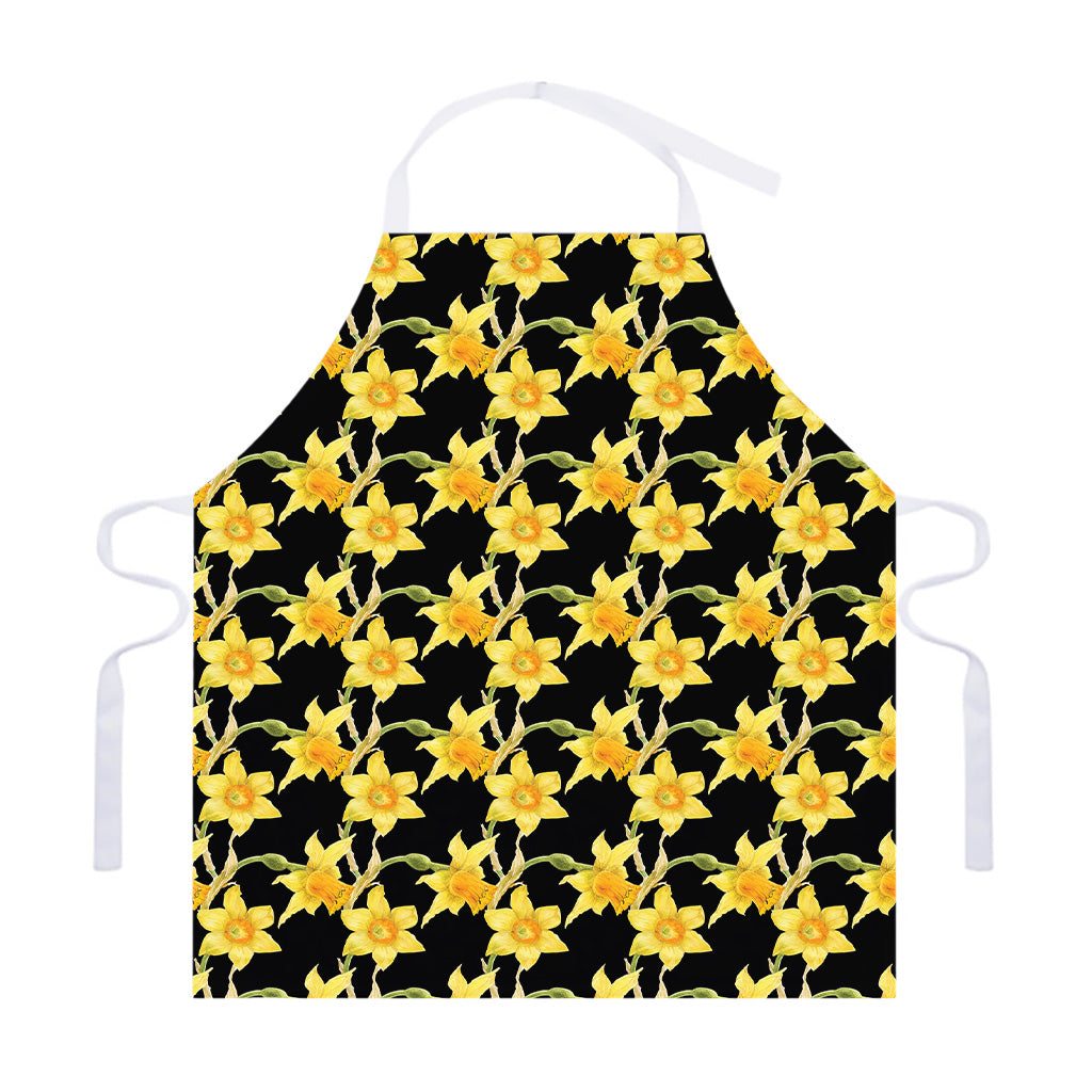Watercolor Daffodil Flower Pattern Print Adjustable Apron