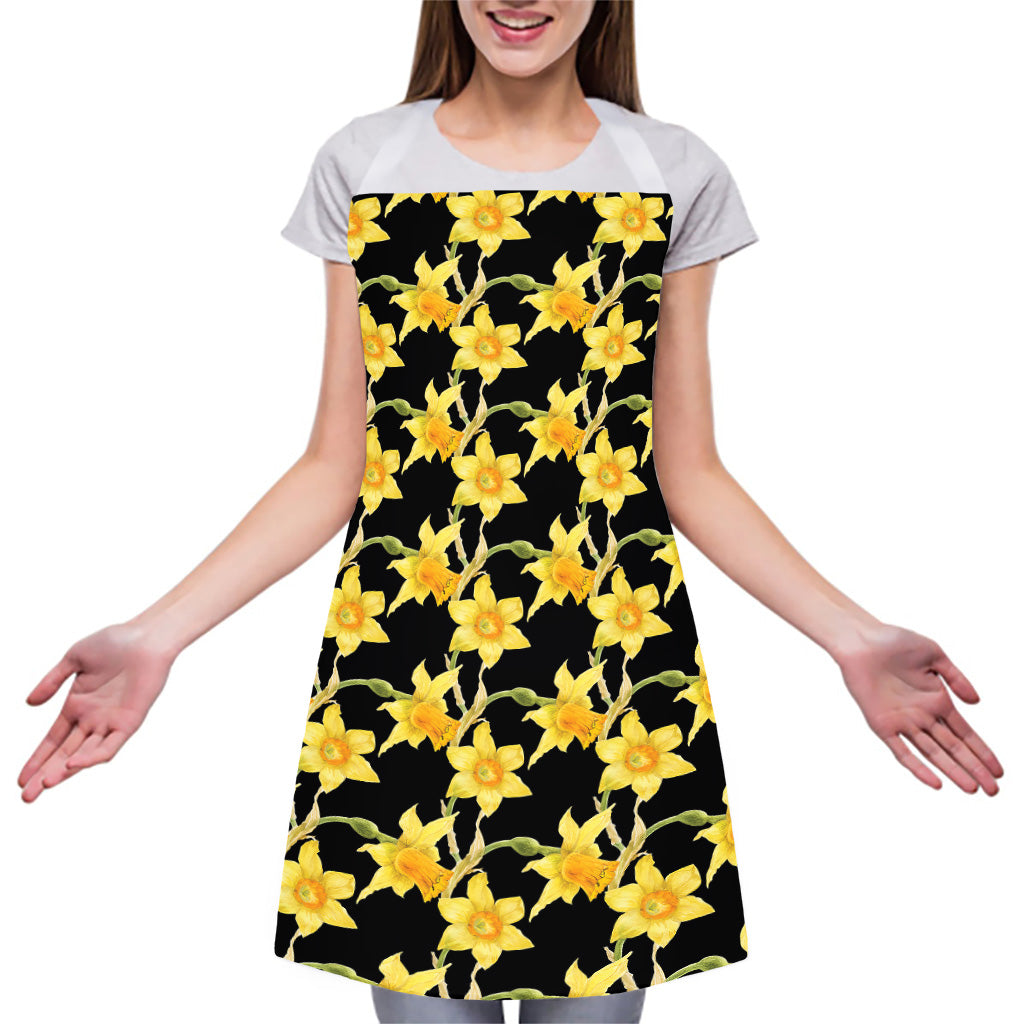 Watercolor Daffodil Flower Pattern Print Adjustable Apron