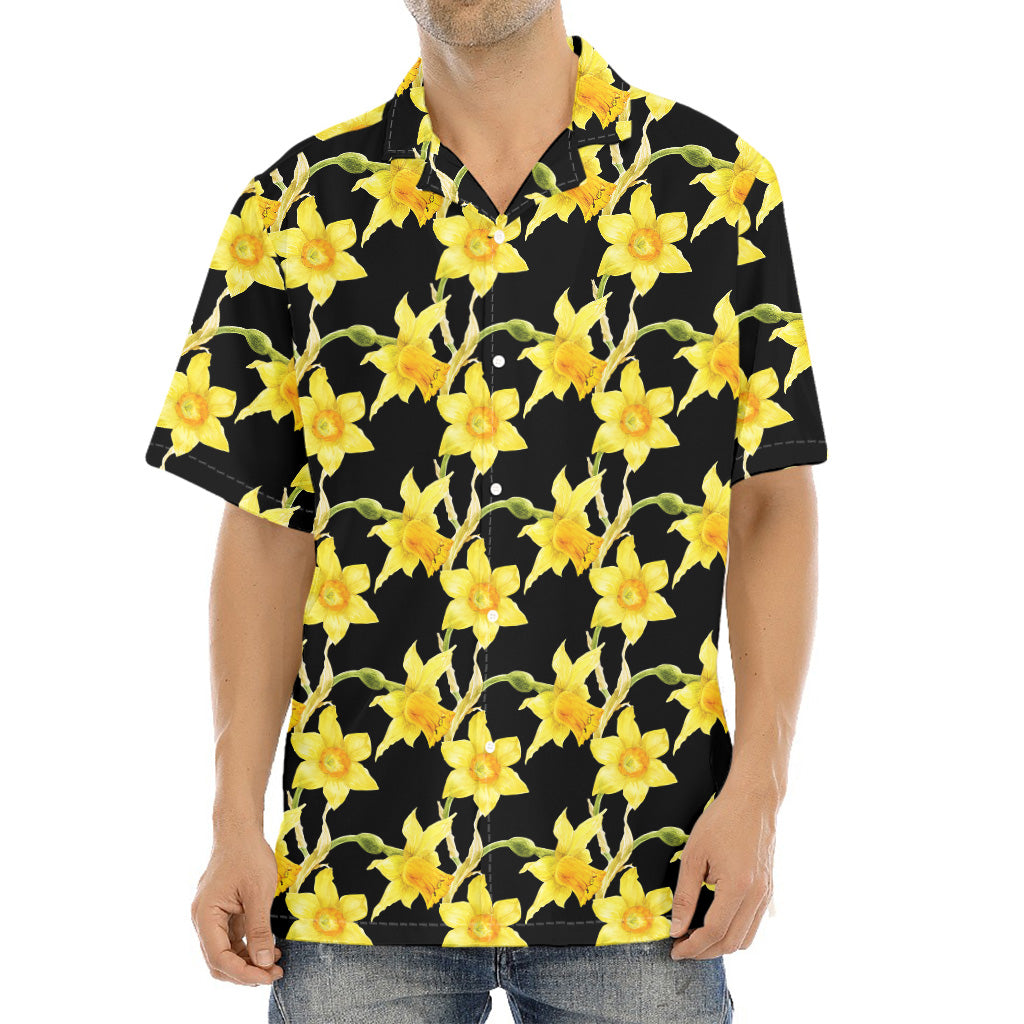 Watercolor Daffodil Flower Pattern Print Aloha Shirt