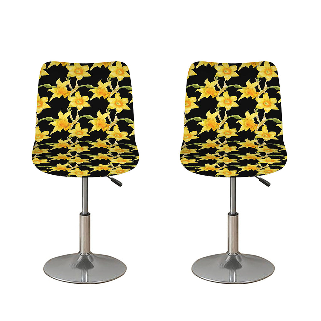 Watercolor Daffodil Flower Pattern Print Bar Stool Covers