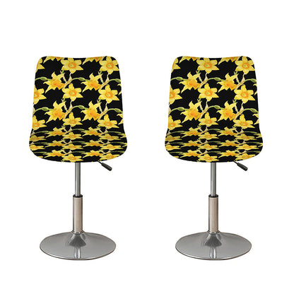Watercolor Daffodil Flower Pattern Print Bar Stool Covers