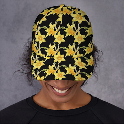 Watercolor Daffodil Flower Pattern Print Baseball Cap