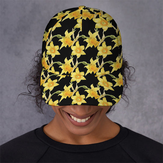 Watercolor Daffodil Flower Pattern Print Baseball Cap