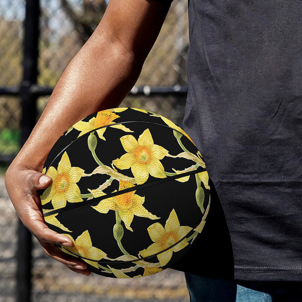 Watercolor Daffodil Flower Pattern Print Basketball