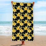 Watercolor Daffodil Flower Pattern Print Beach Towel