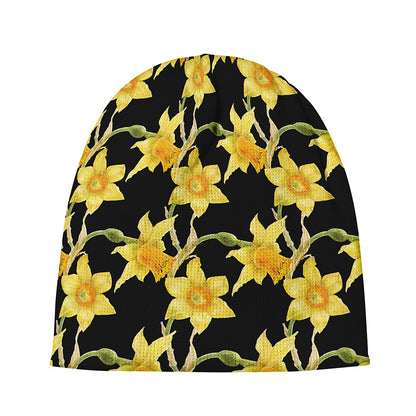 Watercolor Daffodil Flower Pattern Print Beanie