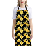 Watercolor Daffodil Flower Pattern Print Bib Apron With Pocket