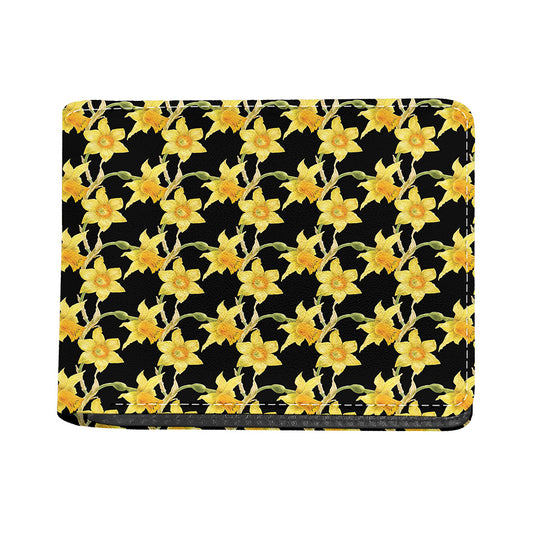 Watercolor Daffodil Flower Pattern Print Bifold Wallet