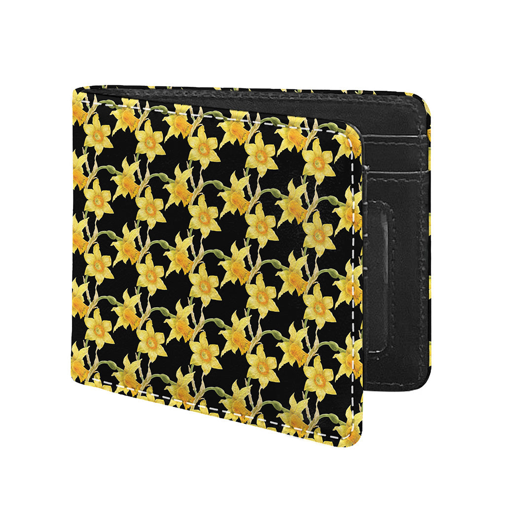 Watercolor Daffodil Flower Pattern Print Bifold Wallet