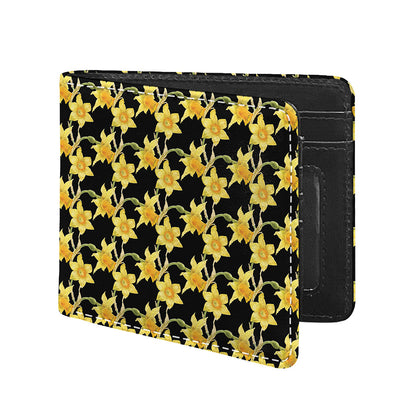 Watercolor Daffodil Flower Pattern Print Bifold Wallet