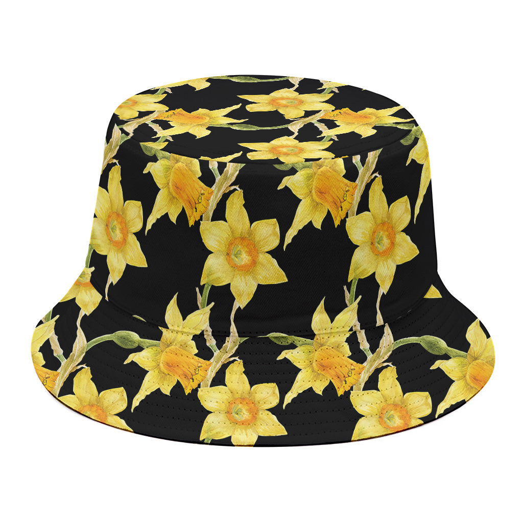 Watercolor Daffodil Flower Pattern Print Bucket Hat