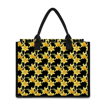 Watercolor Daffodil Flower Pattern Print Canvas Tote Bag