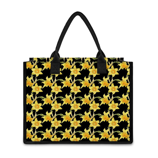 Watercolor Daffodil Flower Pattern Print Canvas Tote Bag
