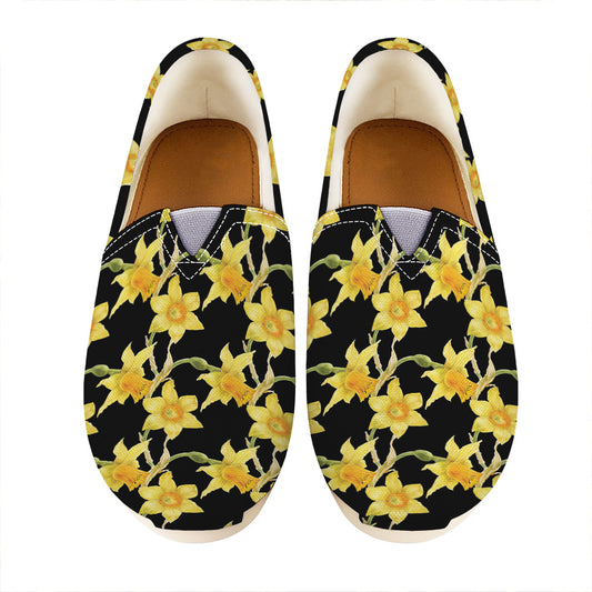 Watercolor Daffodil Flower Pattern Print Casual Shoes