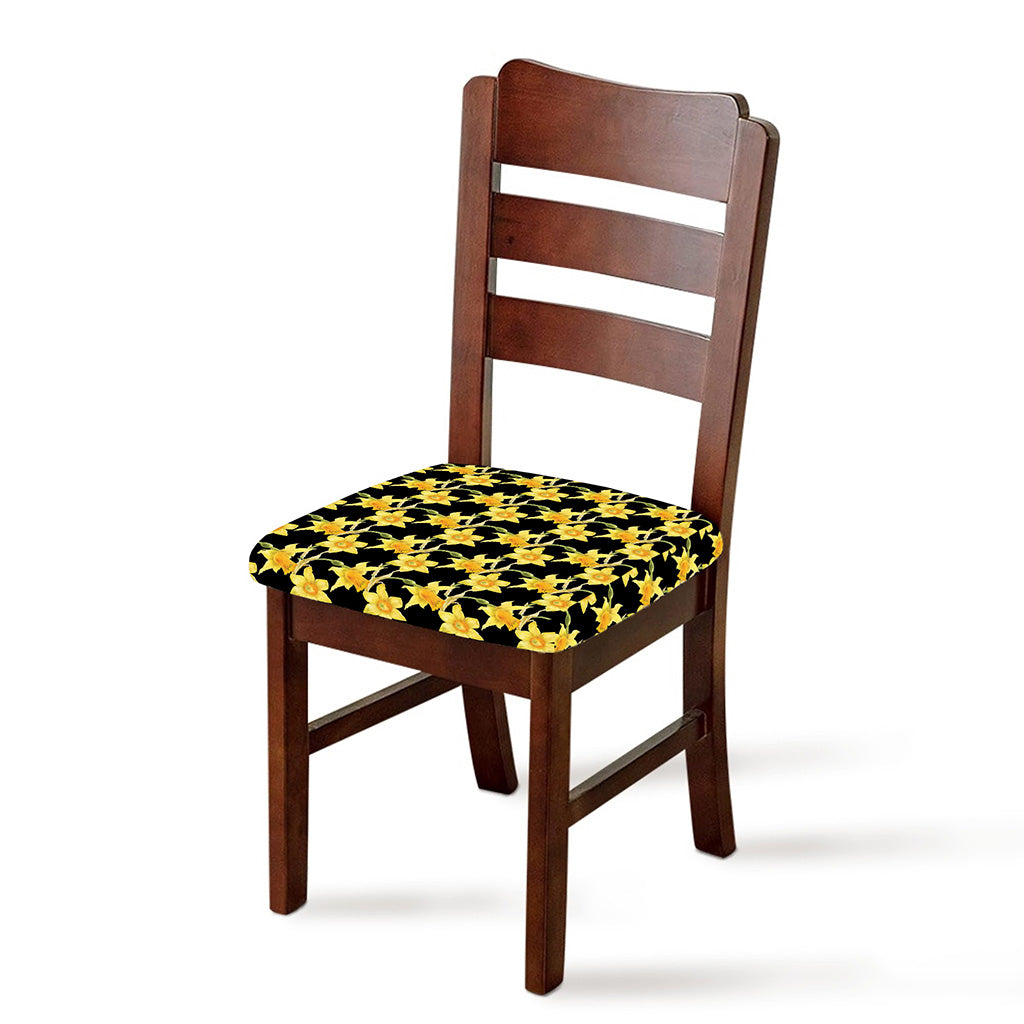 Watercolor Daffodil Flower Pattern Print Chair Cushion Cover