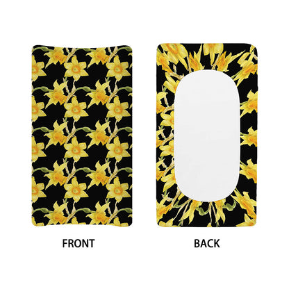 Watercolor Daffodil Flower Pattern Print Changing Pad Cover