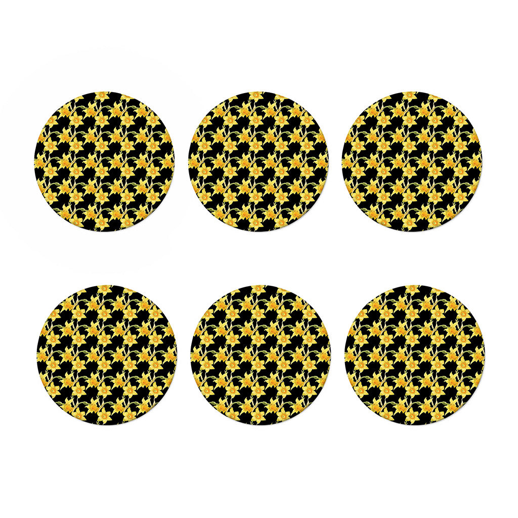 Watercolor Daffodil Flower Pattern Print Coaster Set