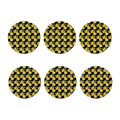 Watercolor Daffodil Flower Pattern Print Coaster Set