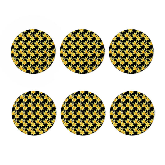 Watercolor Daffodil Flower Pattern Print Coaster Set