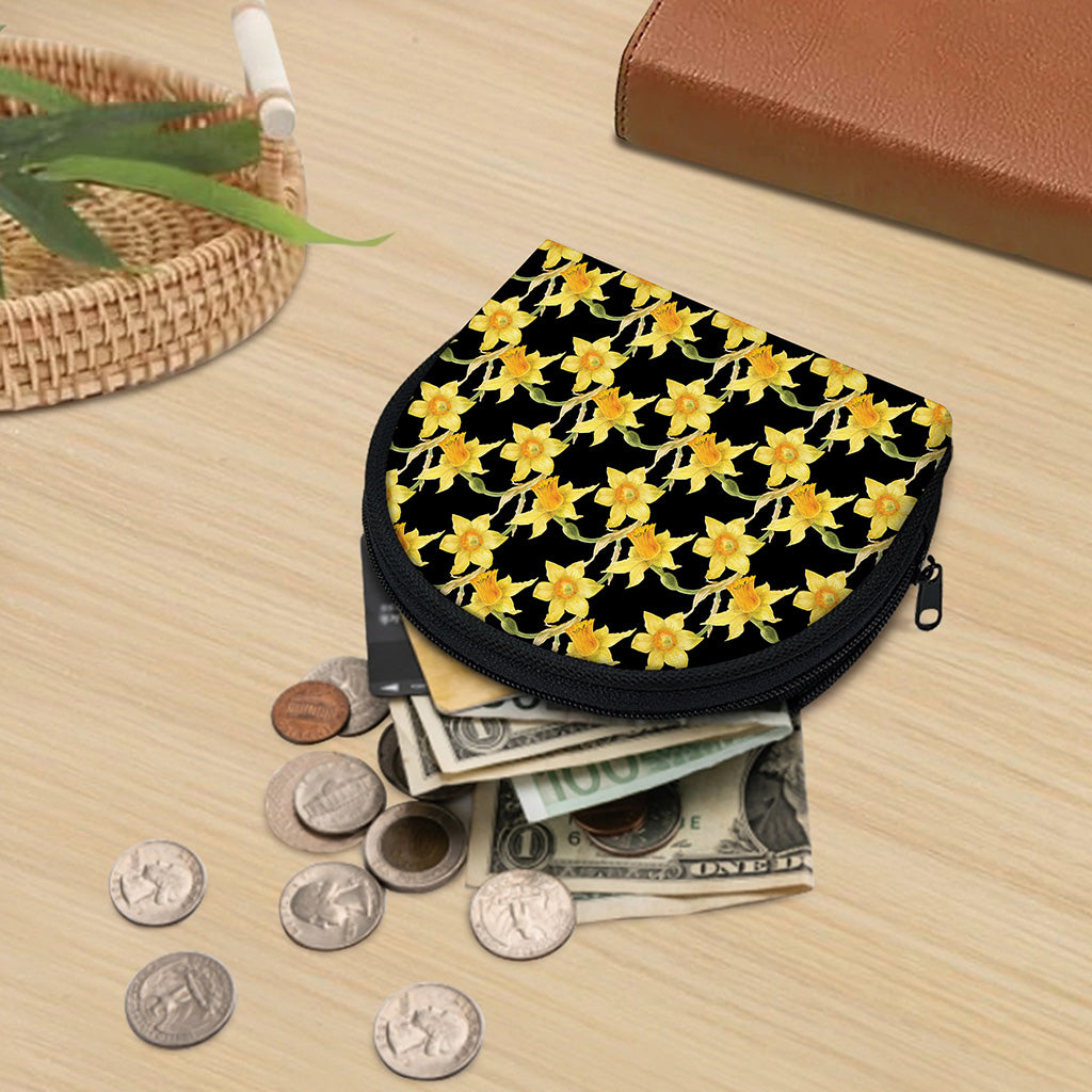Watercolor Daffodil Flower Pattern Print Coin Purse