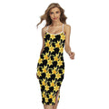 Watercolor Daffodil Flower Pattern Print Cross Back Cami Dress