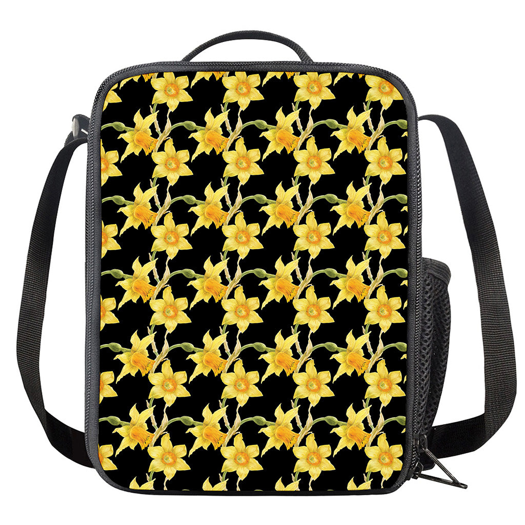 Watercolor Daffodil Flower Pattern Print Crossbody Lunch Bag