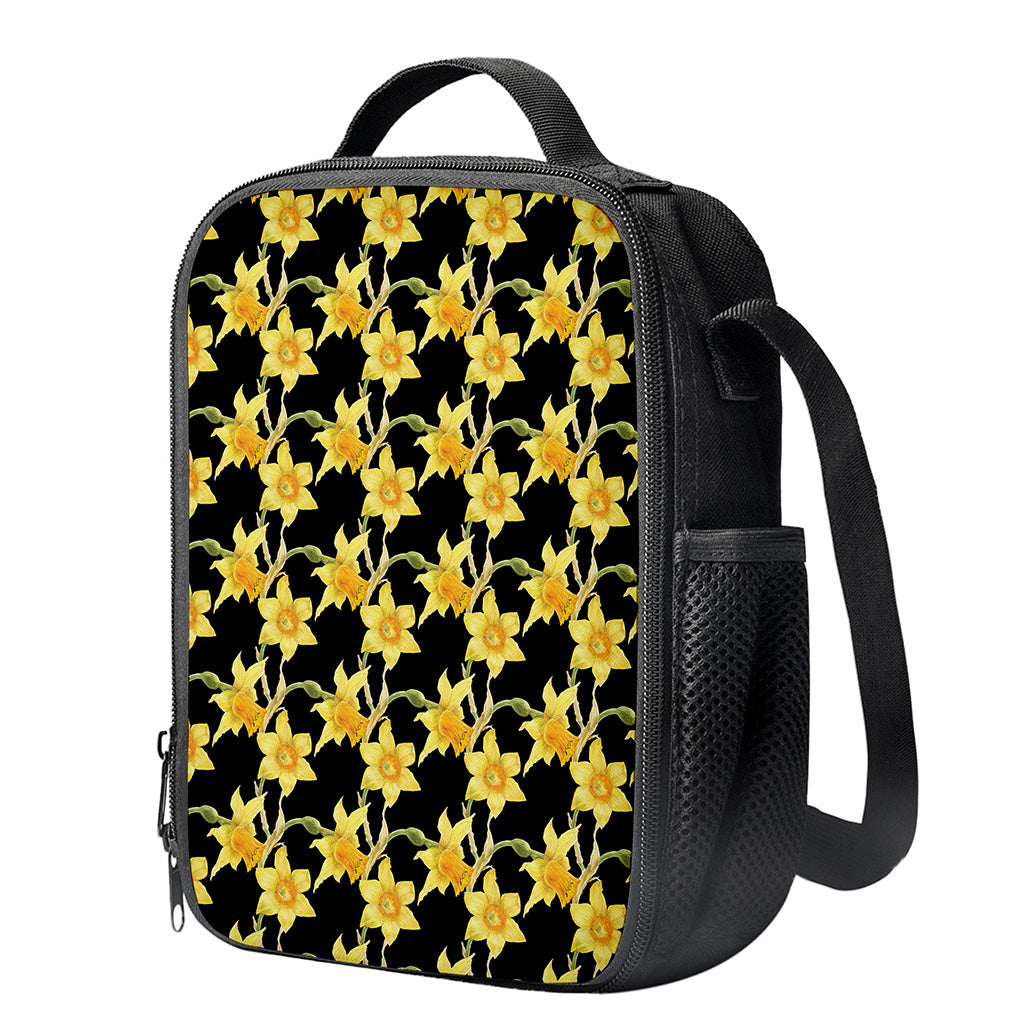 Watercolor Daffodil Flower Pattern Print Crossbody Lunch Bag