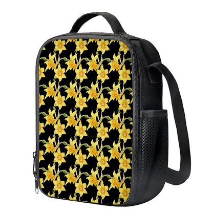 Watercolor Daffodil Flower Pattern Print Crossbody Lunch Bag