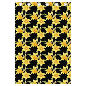 Watercolor Daffodil Flower Pattern Print Curtain