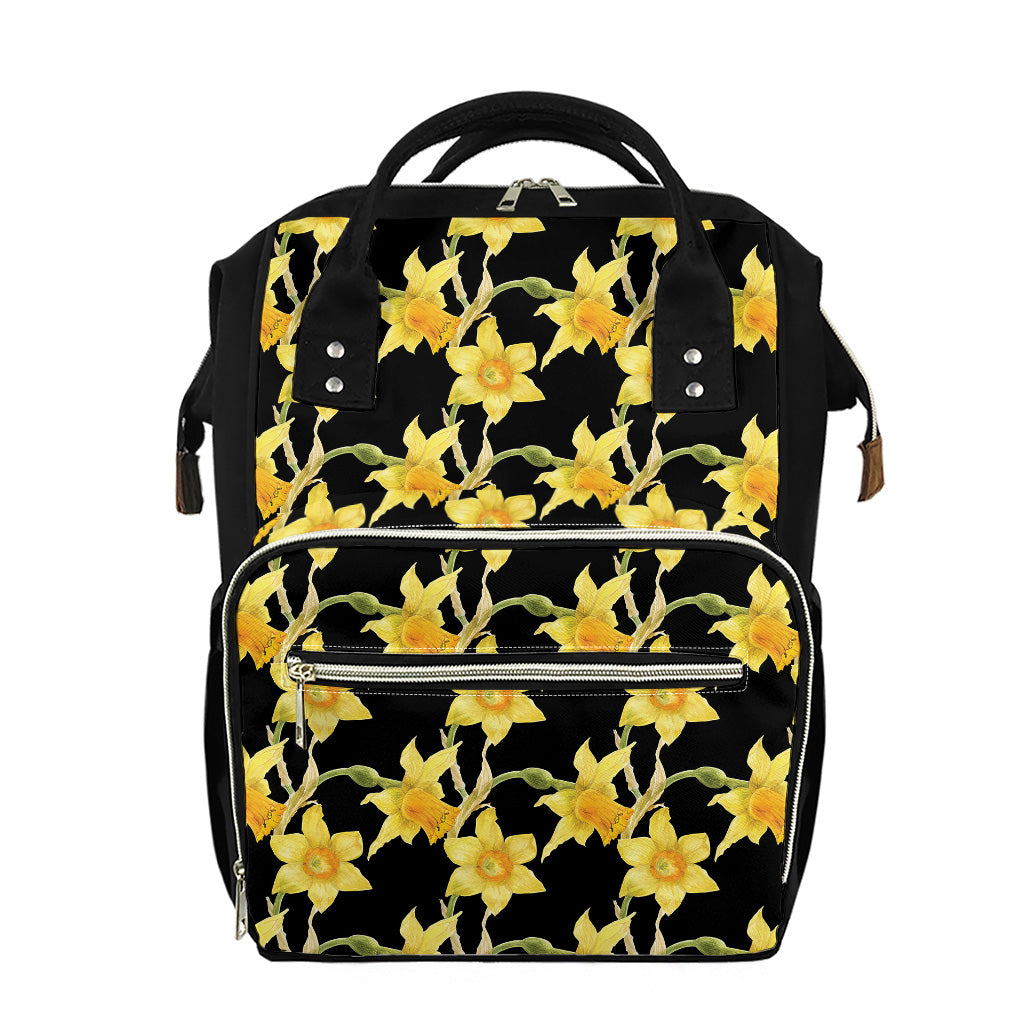 Watercolor Daffodil Flower Pattern Print Diaper Bag
