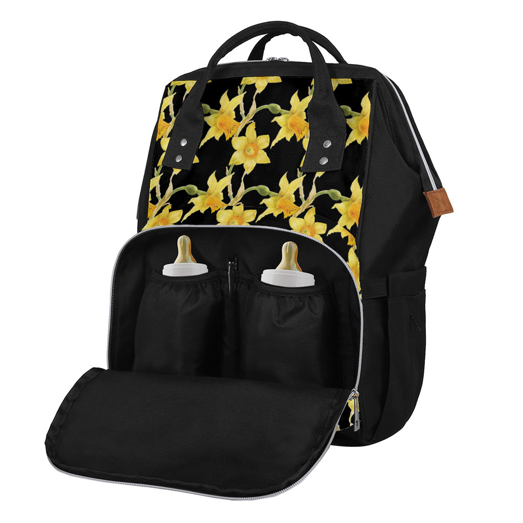 Watercolor Daffodil Flower Pattern Print Diaper Bag