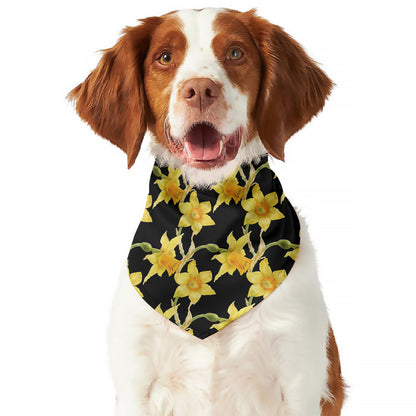Watercolor Daffodil Flower Pattern Print Dog Bandana