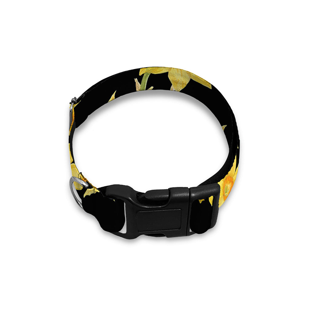 Watercolor Daffodil Flower Pattern Print Dog Collar