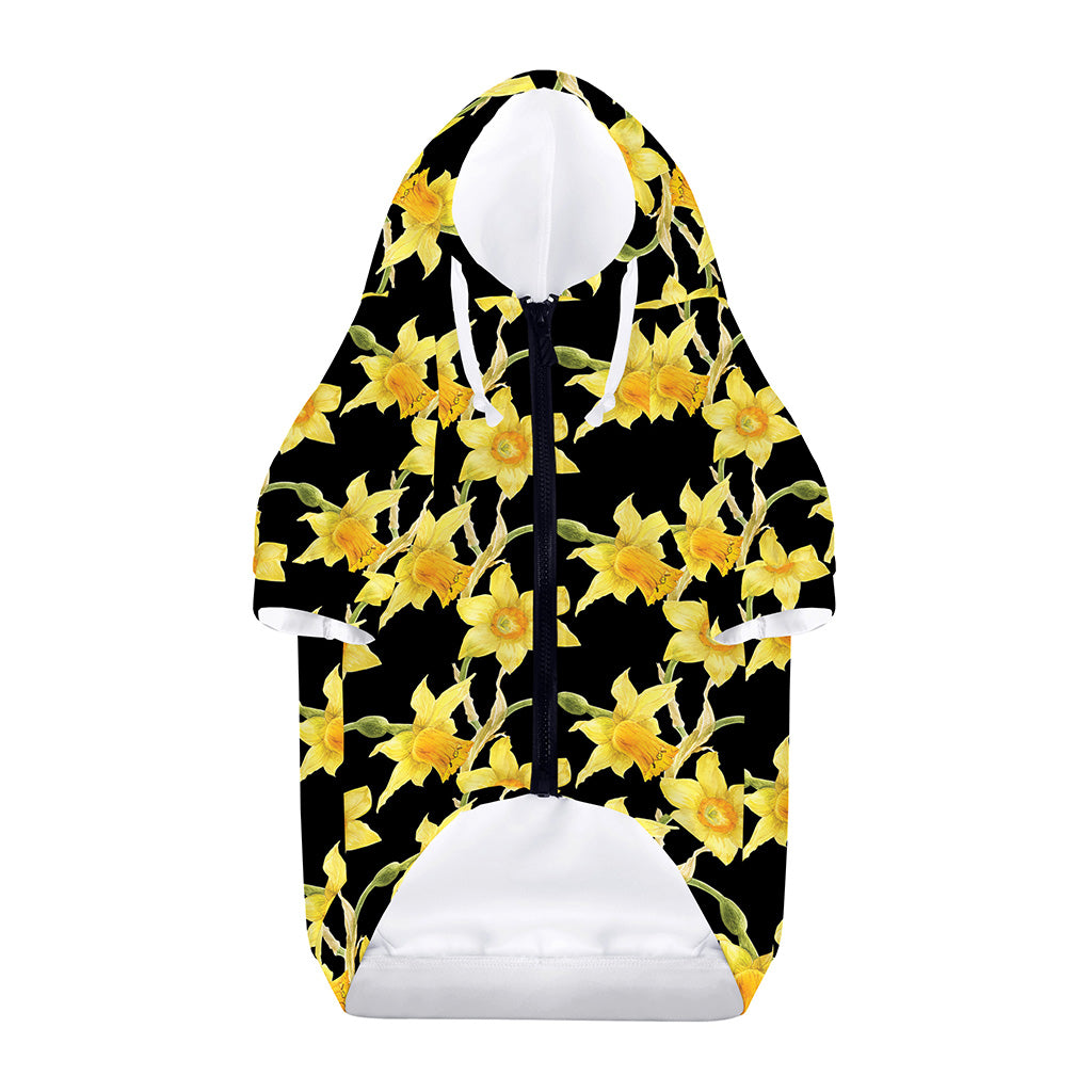 Watercolor Daffodil Flower Pattern Print Dog Zip Up Hoodie